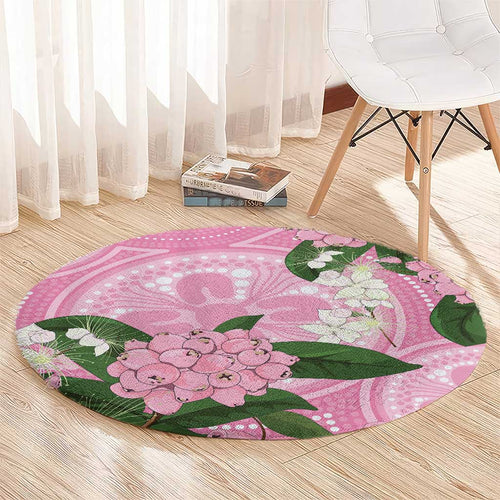 Australia Lilly Pilly Riberry Round Carpet Aussie Native Flowers Indigenous Art - Aussie Hoodie