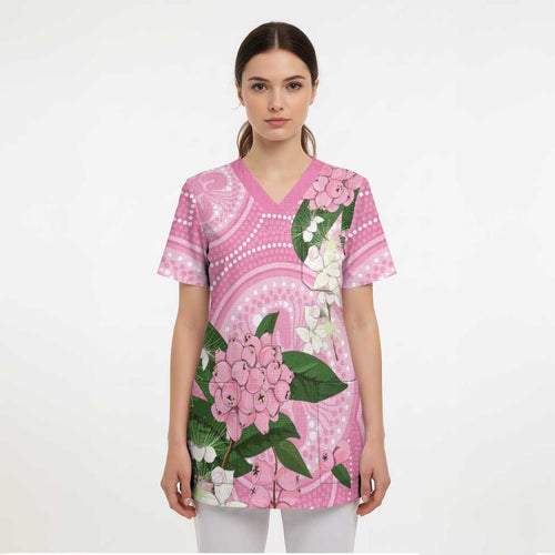 Australia Lilly Pilly Riberry Scrub Top Aussie Native Flowers Indigenous Art - Aussie Hoodie