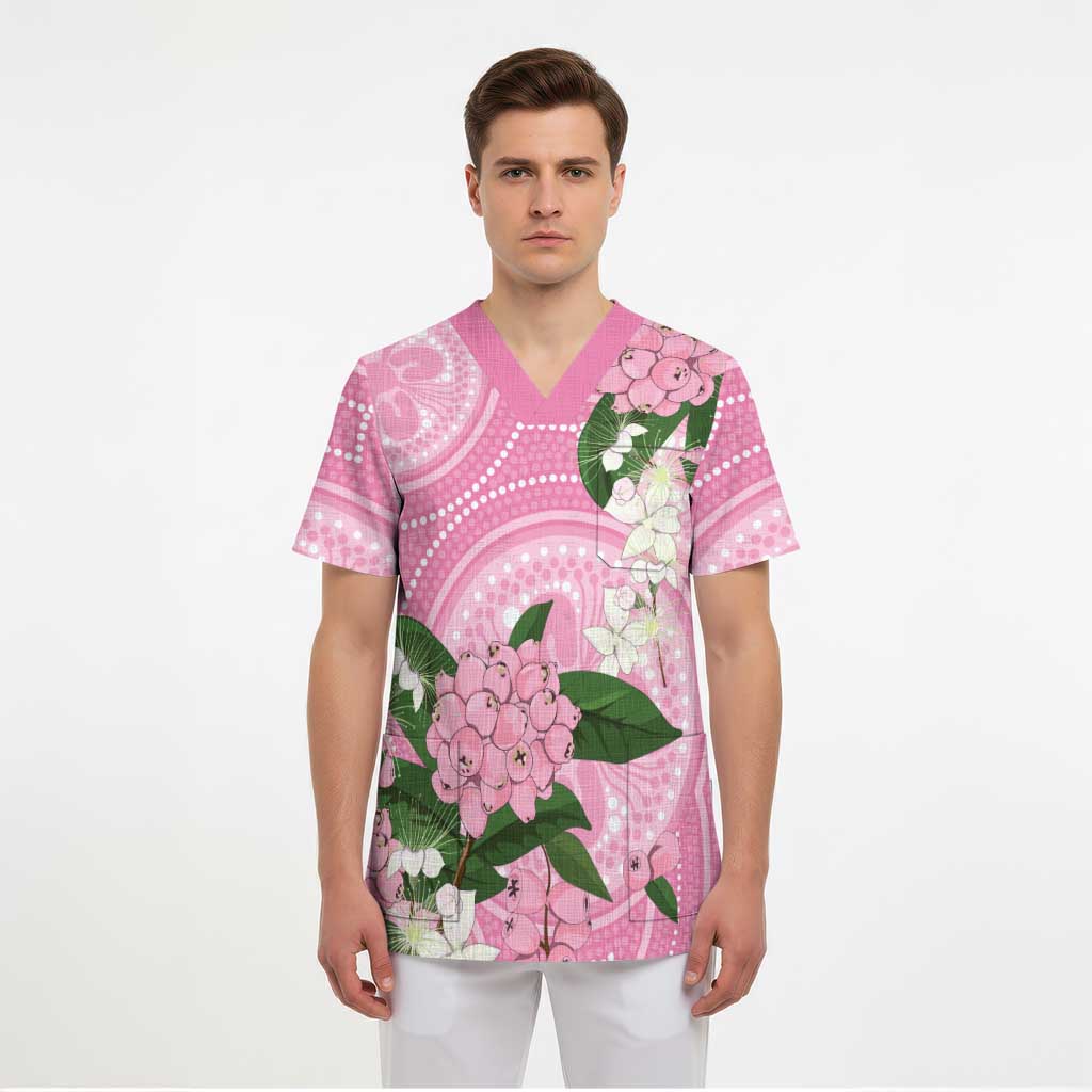Australia Lilly Pilly Riberry Scrub Top Aussie Native Flowers Indigenous Art - Aussie Hoodie