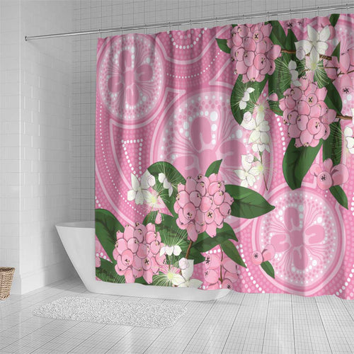 Australia Lilly Pilly Riberry Shower Curtain Aussie Native Flowers Indigenous Art - Aussie Hoodie