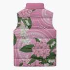 Australia Lilly Pilly Riberry Sleeveless Puffer Jacket Aussie Native Flowers Indigenous Art - Aussie Hoodie