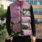 Australia Lilly Pilly Riberry Sleeveless Puffer Jacket Aussie Native Flowers Indigenous Art - Aussie Hoodie