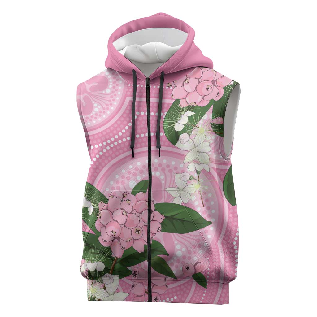 Australia Lilly Pilly Riberry Sleeveless Zip Hoodie Aussie Native Flowers Indigenous Art LT14