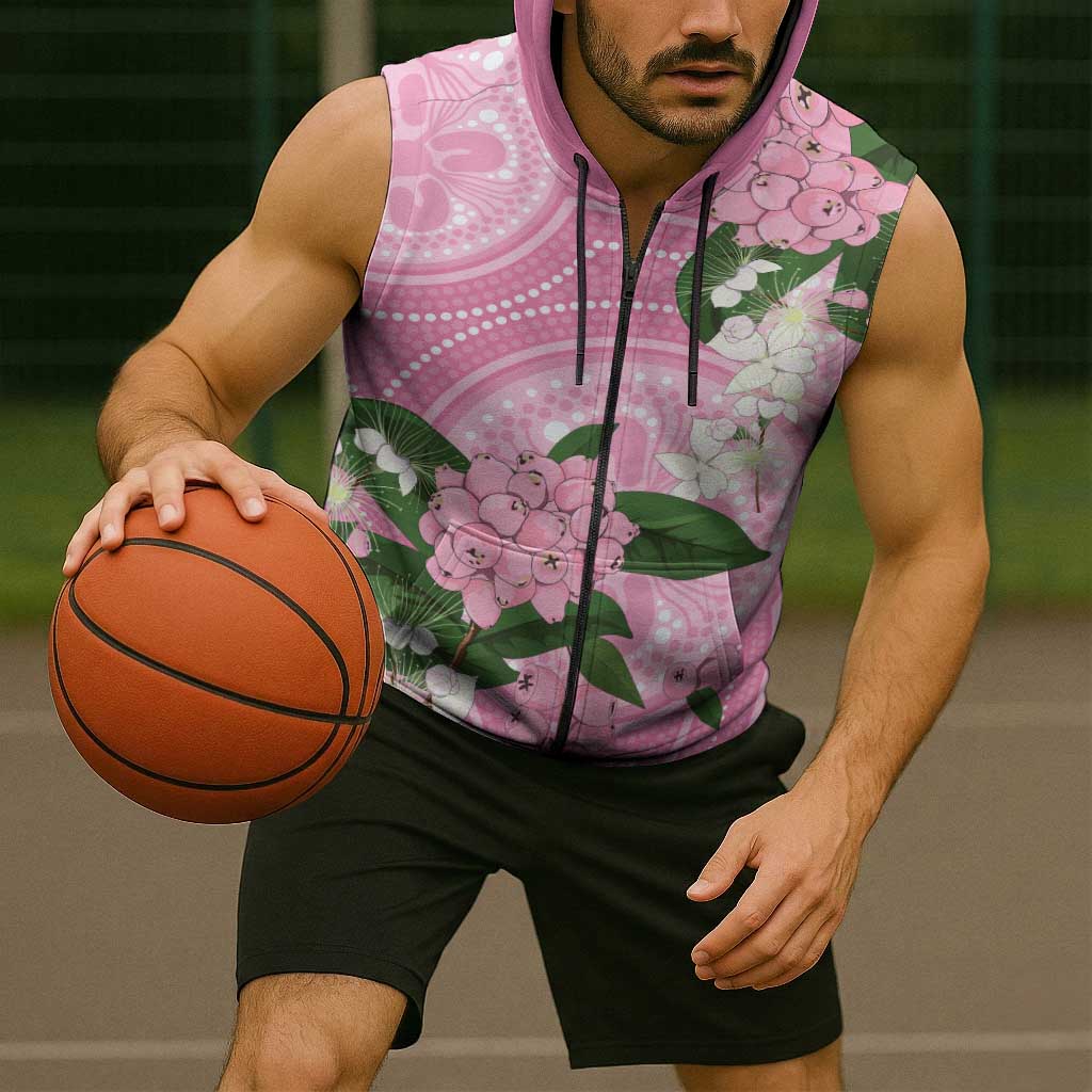 Australia Lilly Pilly Riberry Sleeveless Zip Hoodie Aussie Native Flowers Indigenous Art LT14