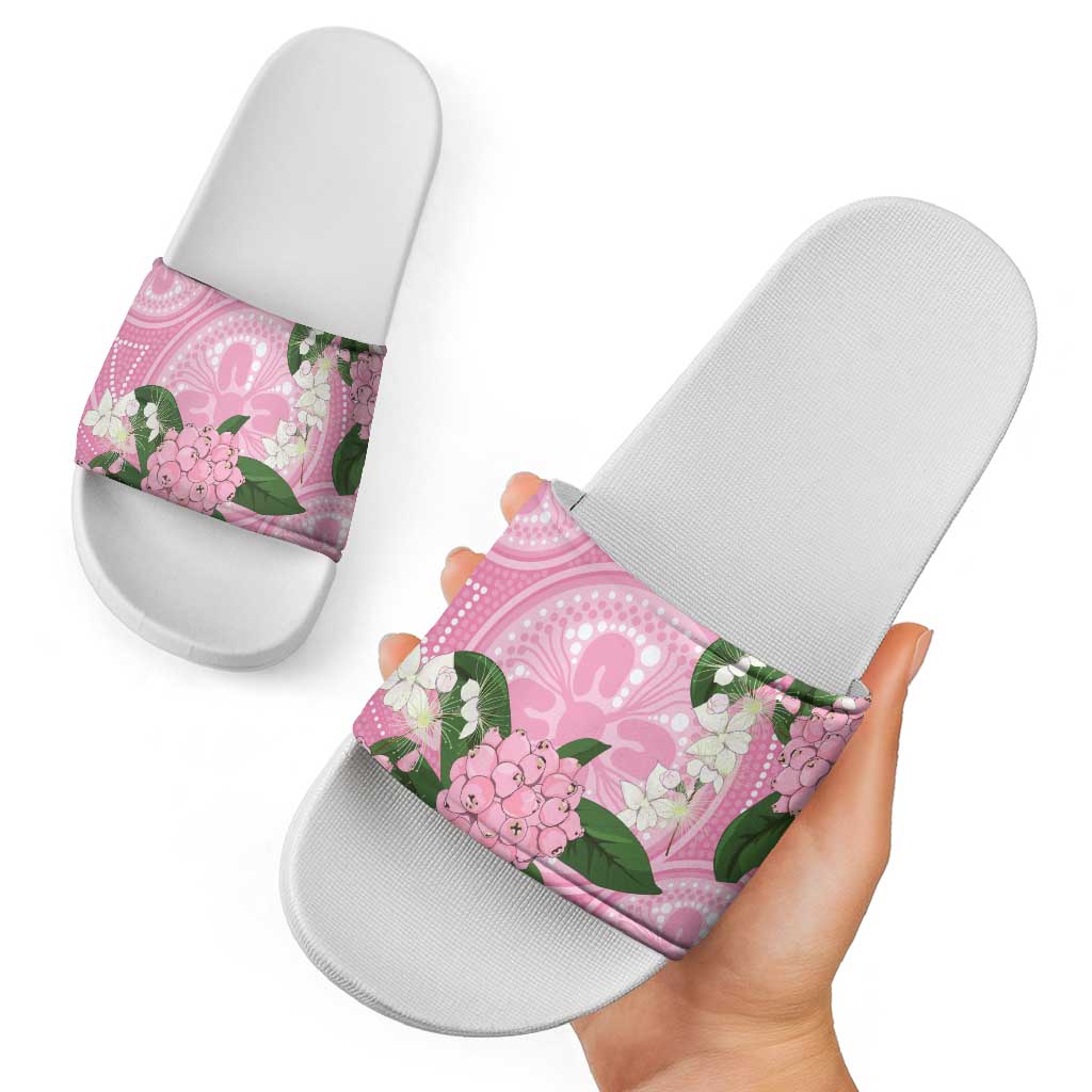 Australia Lilly Pilly Riberry Slide Sandals Aussie Native Flowers Indigenous Art - Aussie Hoodie