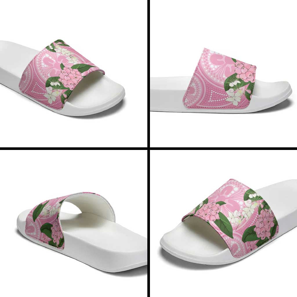 Australia Lilly Pilly Riberry Slide Sandals Aussie Native Flowers Indigenous Art - Aussie Hoodie