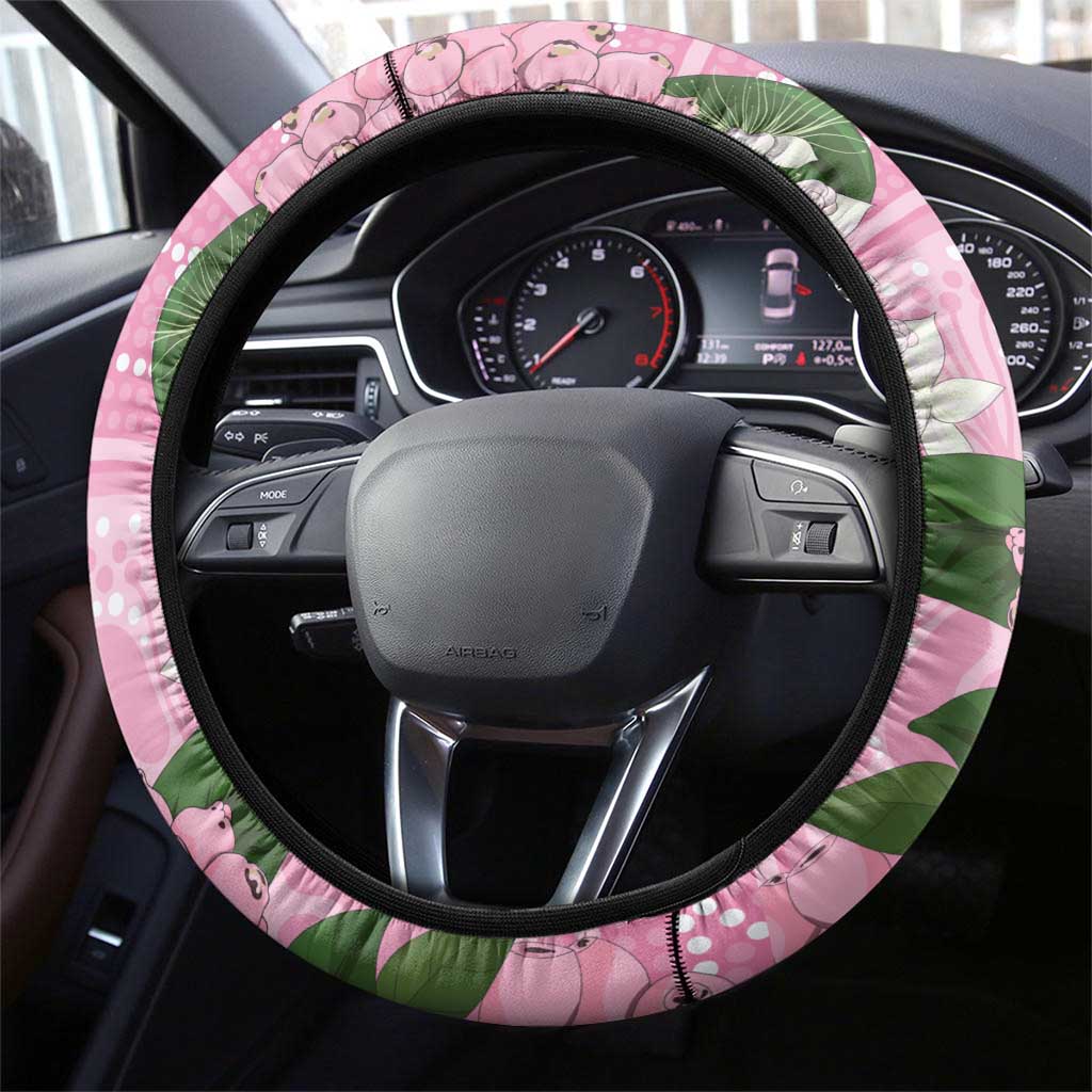 Australia Lilly Pilly Riberry Steering Wheel Cover Aussie Native Flowers Indigenous Art - Aussie Hoodie