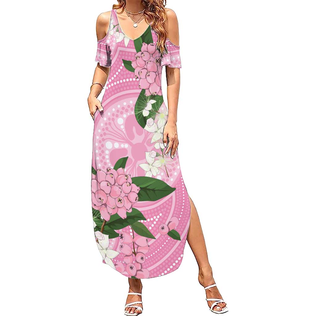 Australia Lilly Pilly Riberry Summer Maxi Dress Aussie Native Flowers Indigenous Art - Aussie Hoodie