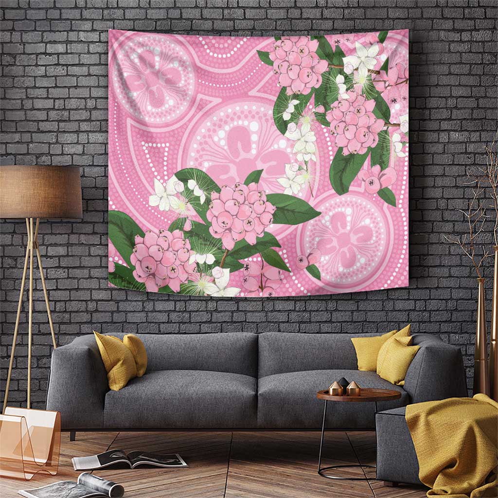 Australia Lilly Pilly Riberry Tapestry Aussie Native Flowers Indigenous Art - Aussie Hoodie