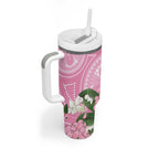 Australia Lilly Pilly Riberry Tumbler With Handle Aussie Native Flowers Indigenous Art - Aussie Hoodie