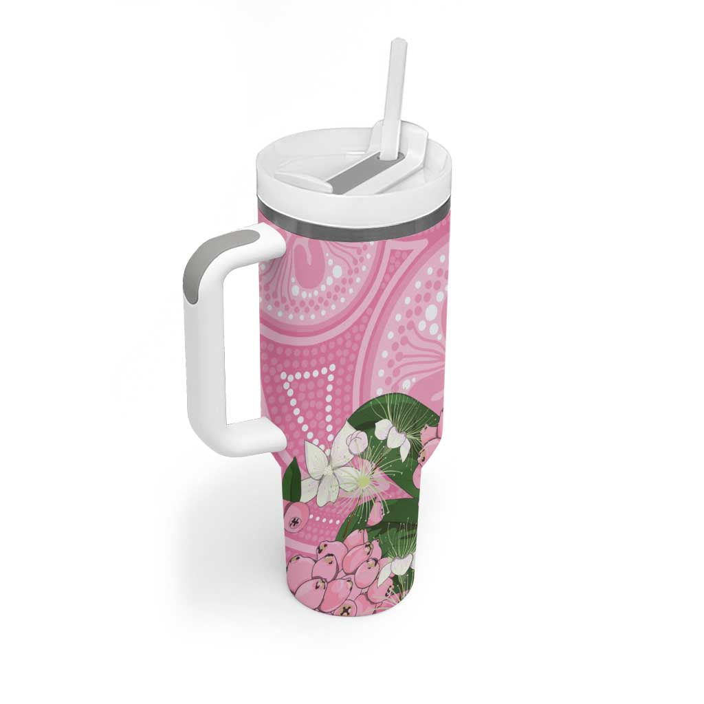 Australia Lilly Pilly Riberry Tumbler With Handle Aussie Native Flowers Indigenous Art - Aussie Hoodie