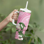 Australia Lilly Pilly Riberry Tumbler With Handle Aussie Native Flowers Indigenous Art - Aussie Hoodie