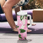 Australia Lilly Pilly Riberry Tumbler With Handle Aussie Native Flowers Indigenous Art - Aussie Hoodie