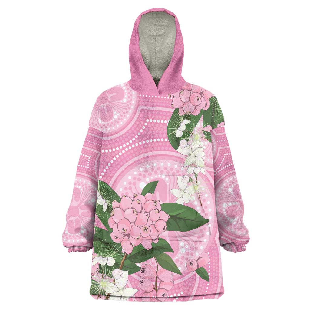 Australia Lilly Pilly Riberry Wearable Blanket Hoodie Aussie Native Flowers Indigenous Art - Aussie Hoodie