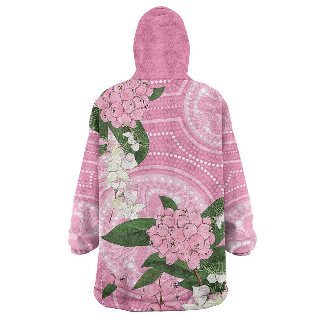 Australia Lilly Pilly Riberry Wearable Blanket Hoodie Aussie Native Flowers Indigenous Art - Aussie Hoodie