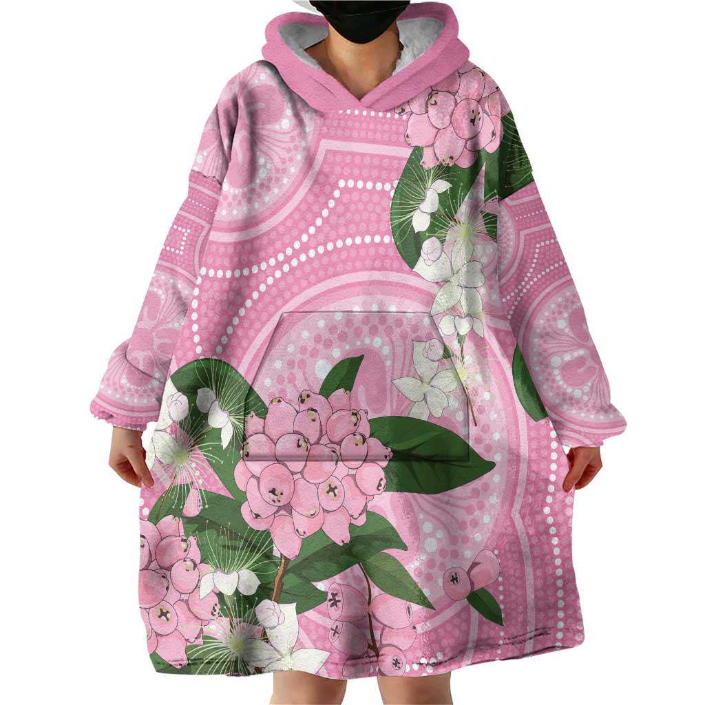 Australia Lilly Pilly Riberry Wearable Blanket Hoodie Aussie Native Flowers Indigenous Art - Aussie Hoodie