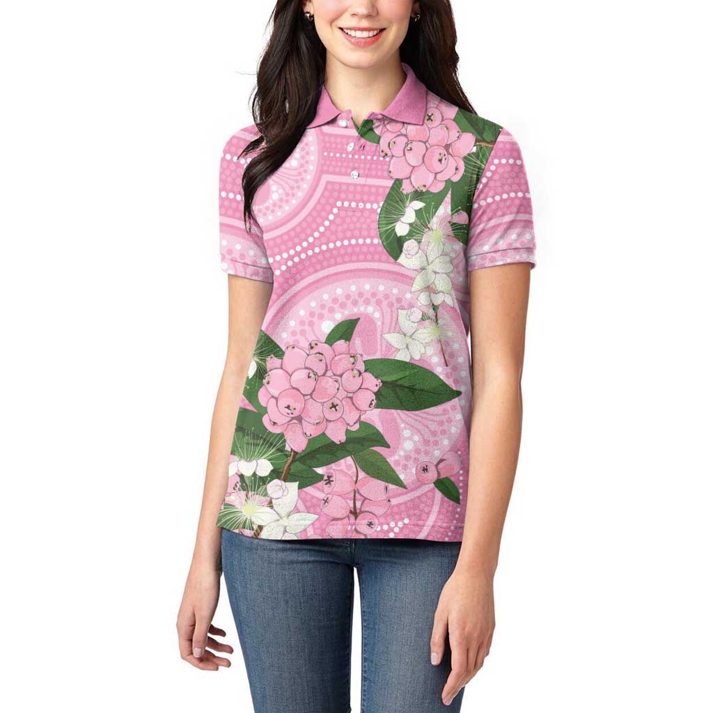 Australia Lilly Pilly Riberry Women Polo Shirt Aussie Native Flowers Indigenous Art - Aussie Hoodie