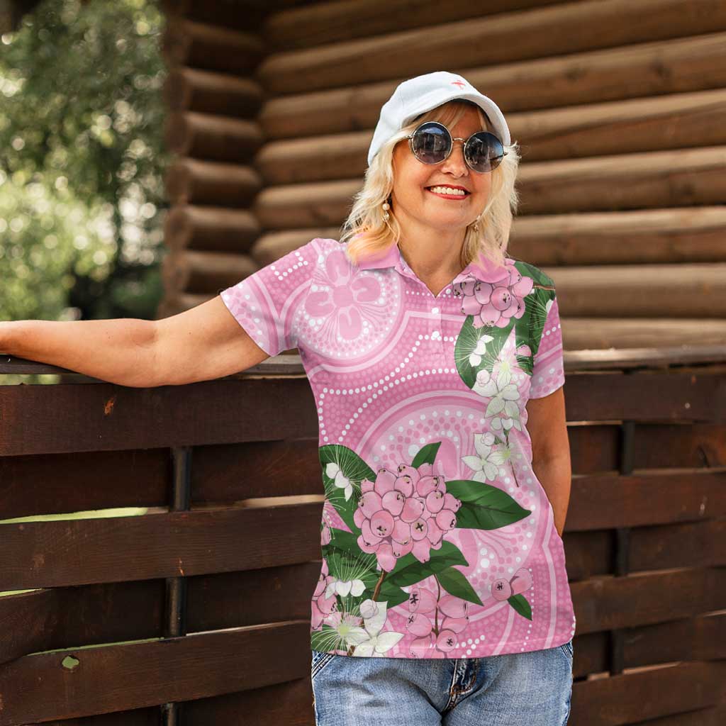 Australia Lilly Pilly Riberry Women Polo Shirt Aussie Native Flowers Indigenous Art - Aussie Hoodie