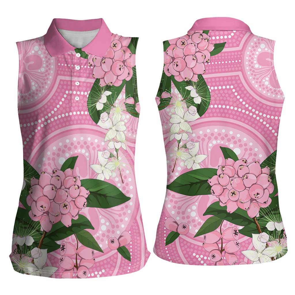 Australia Lilly Pilly Riberry Women Sleeveless Polo Shirt Aussie Native Flowers Indigenous Art - Aussie Hoodie