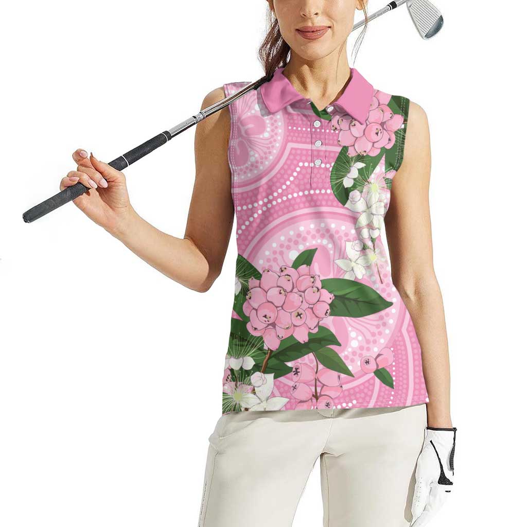Australia Lilly Pilly Riberry Women Sleeveless Polo Shirt Aussie Native Flowers Indigenous Art - Aussie Hoodie