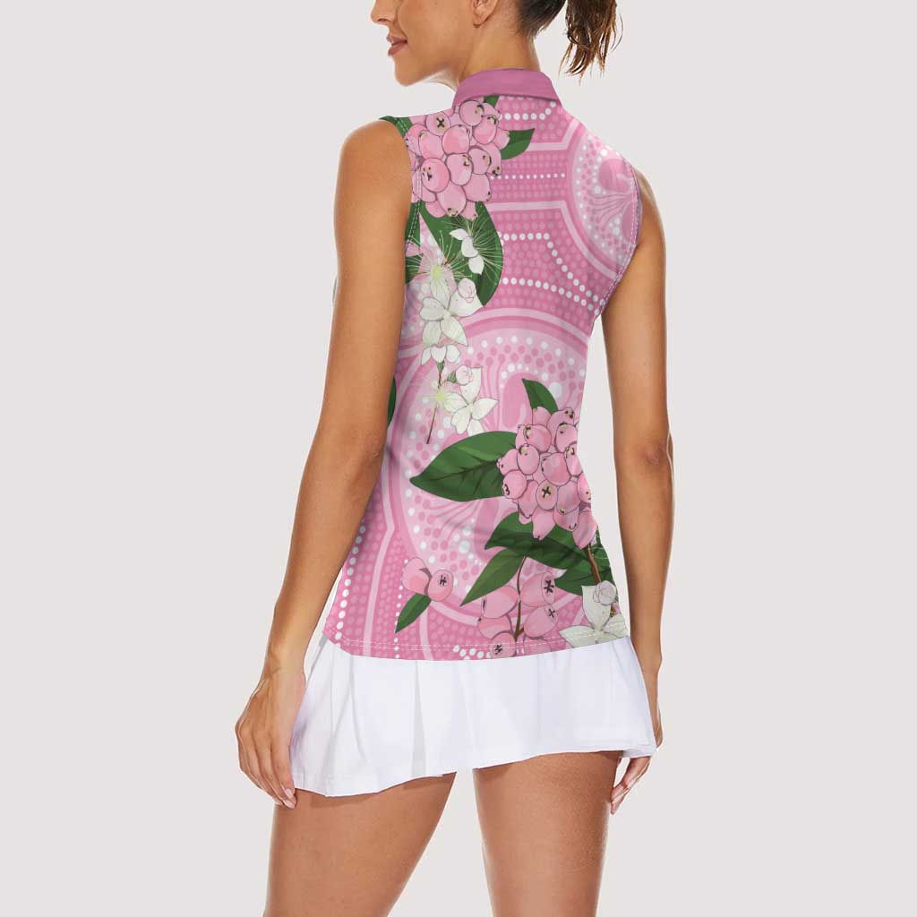 Australia Lilly Pilly Riberry Women Sleeveless Polo Shirt Aussie Native Flowers Indigenous Art - Aussie Hoodie