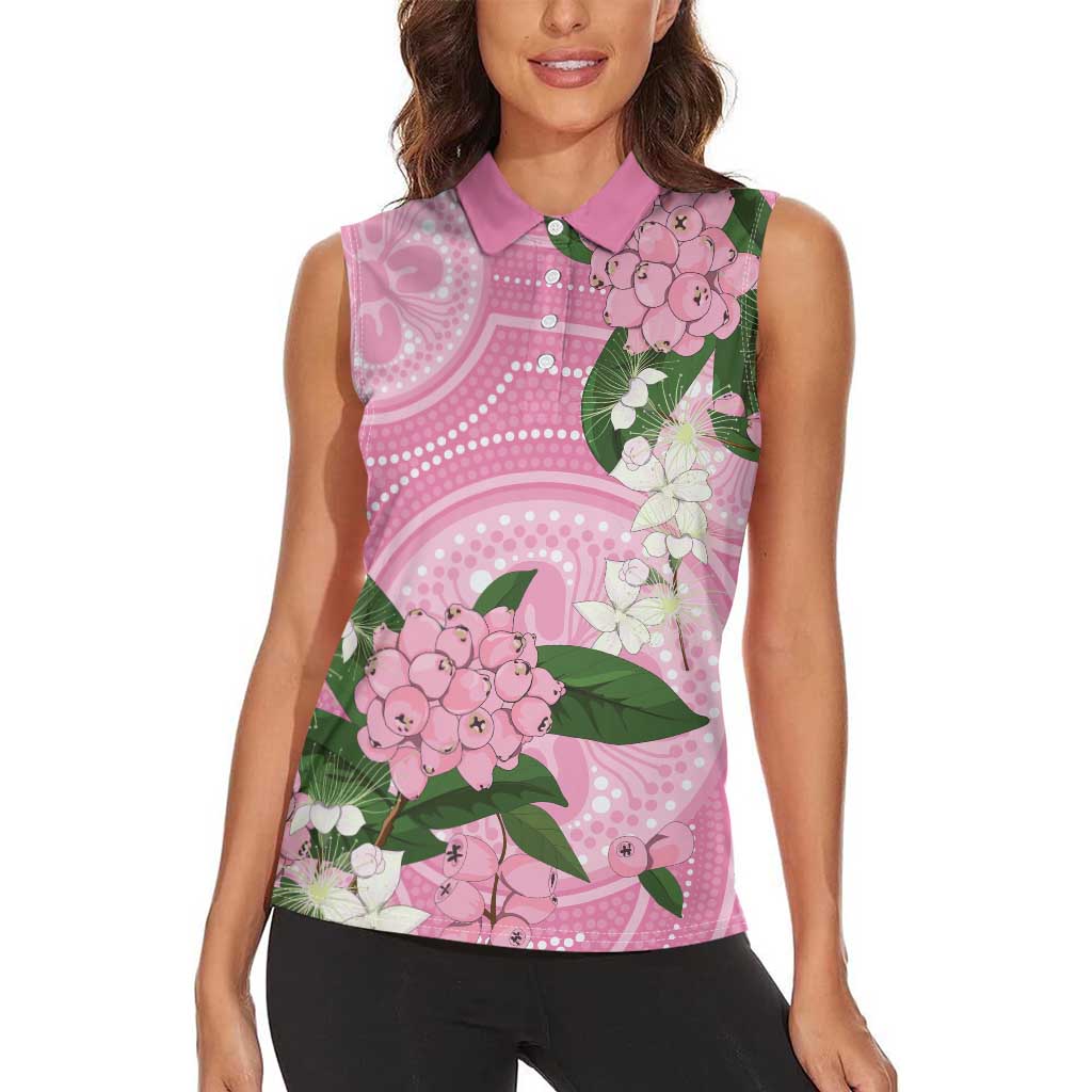 Australia Lilly Pilly Riberry Women Sleeveless Polo Shirt Aussie Native Flowers Indigenous Art - Aussie Hoodie