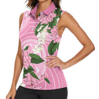 Australia Lilly Pilly Riberry Women Sleeveless Polo Shirt Aussie Native Flowers Indigenous Art - Aussie Hoodie