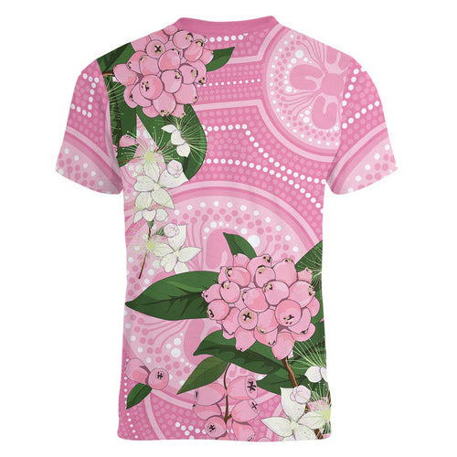 Australia Lilly Pilly Riberry Women V-Neck T-Shirt Aussie Native Flowers Indigenous Art - Aussie Hoodie