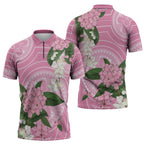 Australia Lilly Pilly Riberry Zipper Polo Shirt Aussie Native Flowers Indigenous Art - Aussie Hoodie