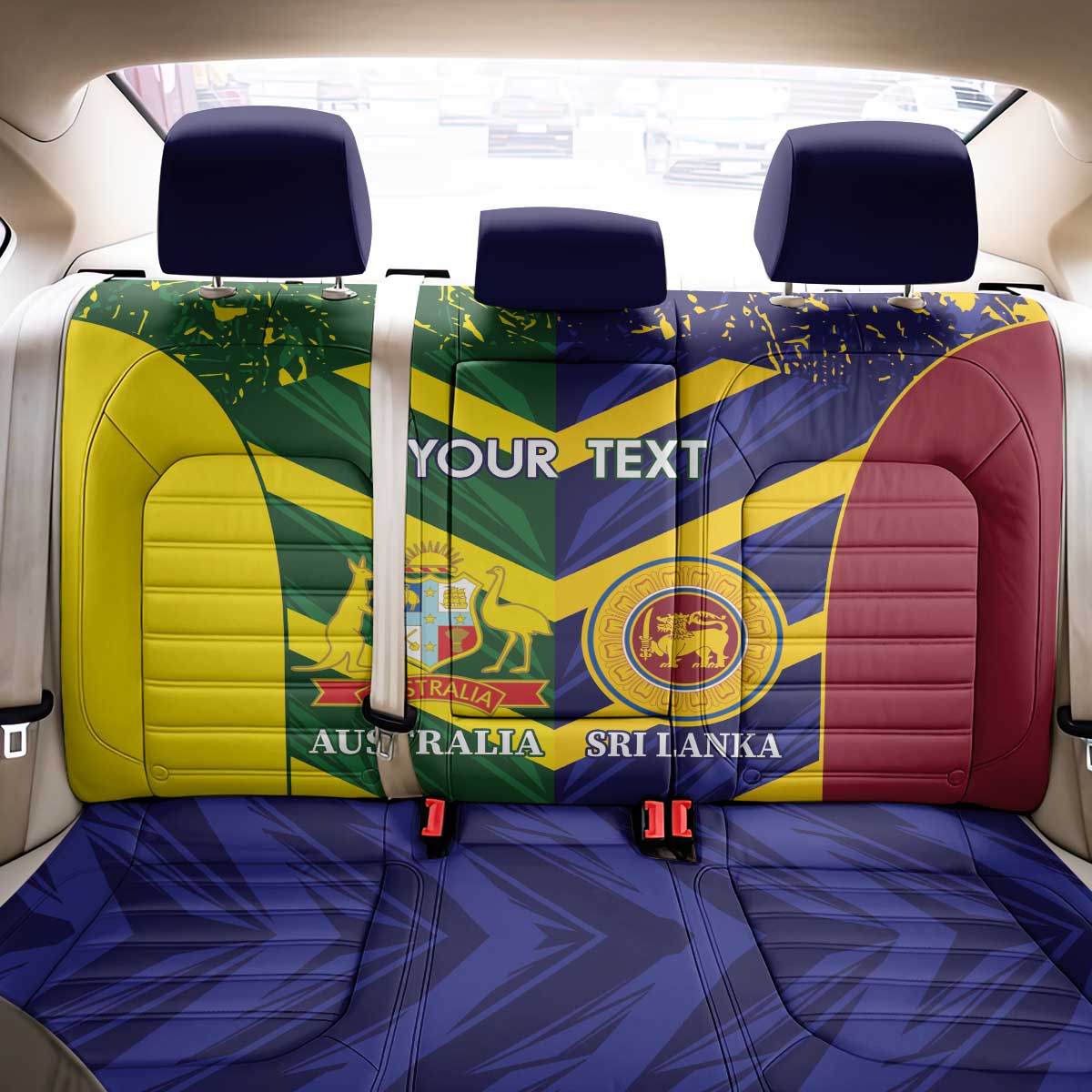 Custom Sri Lanka And Australia Cricket Back Car Seat Cover 2025 The Lions Baggy Greens Together