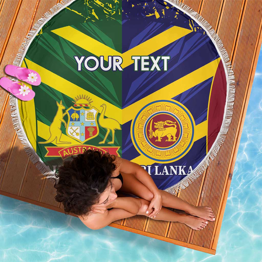 Custom Sri Lanka And Australia Cricket Beach Blanket 2025 The Lions Baggy Greens Together