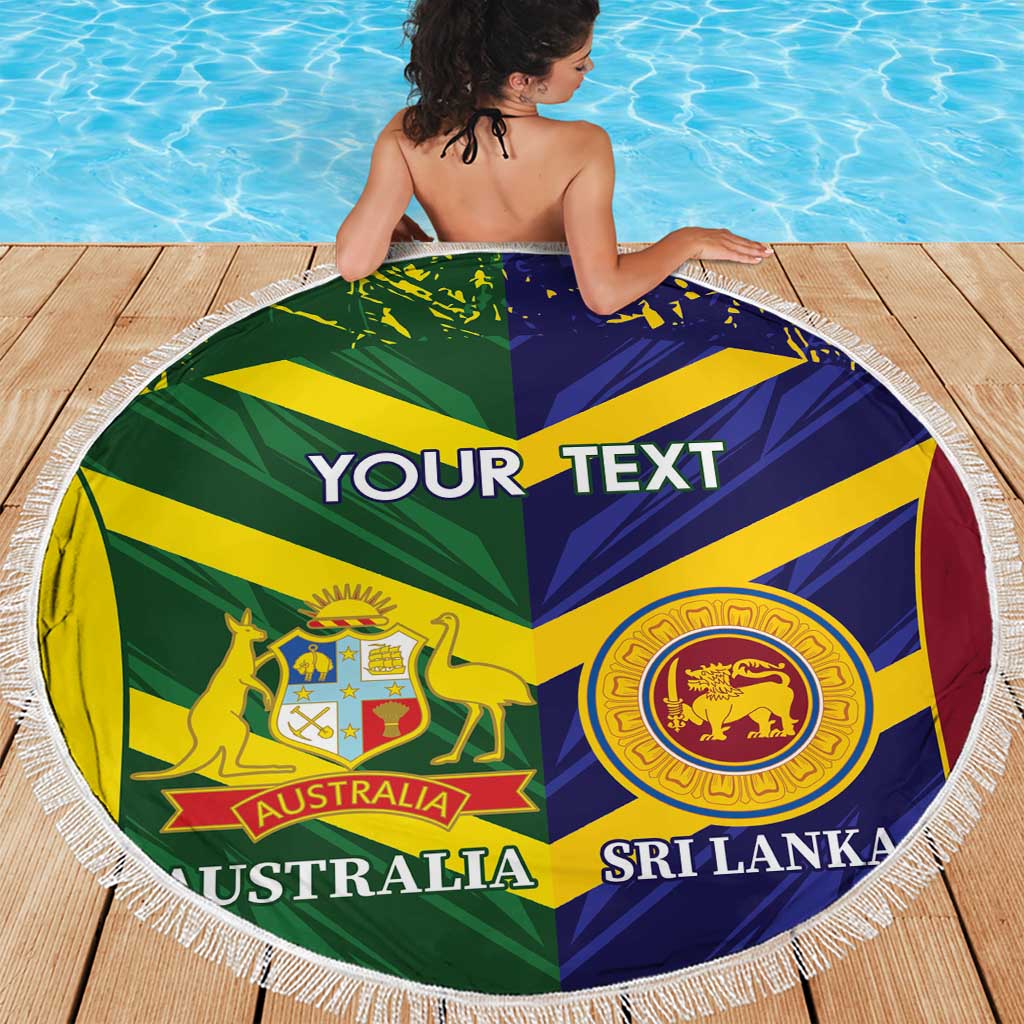 Custom Sri Lanka And Australia Cricket Beach Blanket 2025 The Lions Baggy Greens Together