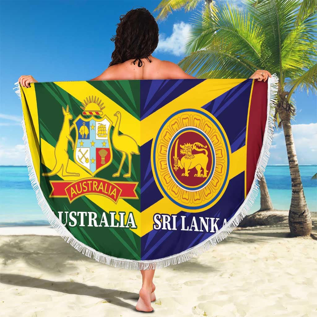 Custom Sri Lanka And Australia Cricket Beach Blanket 2025 The Lions Baggy Greens Together