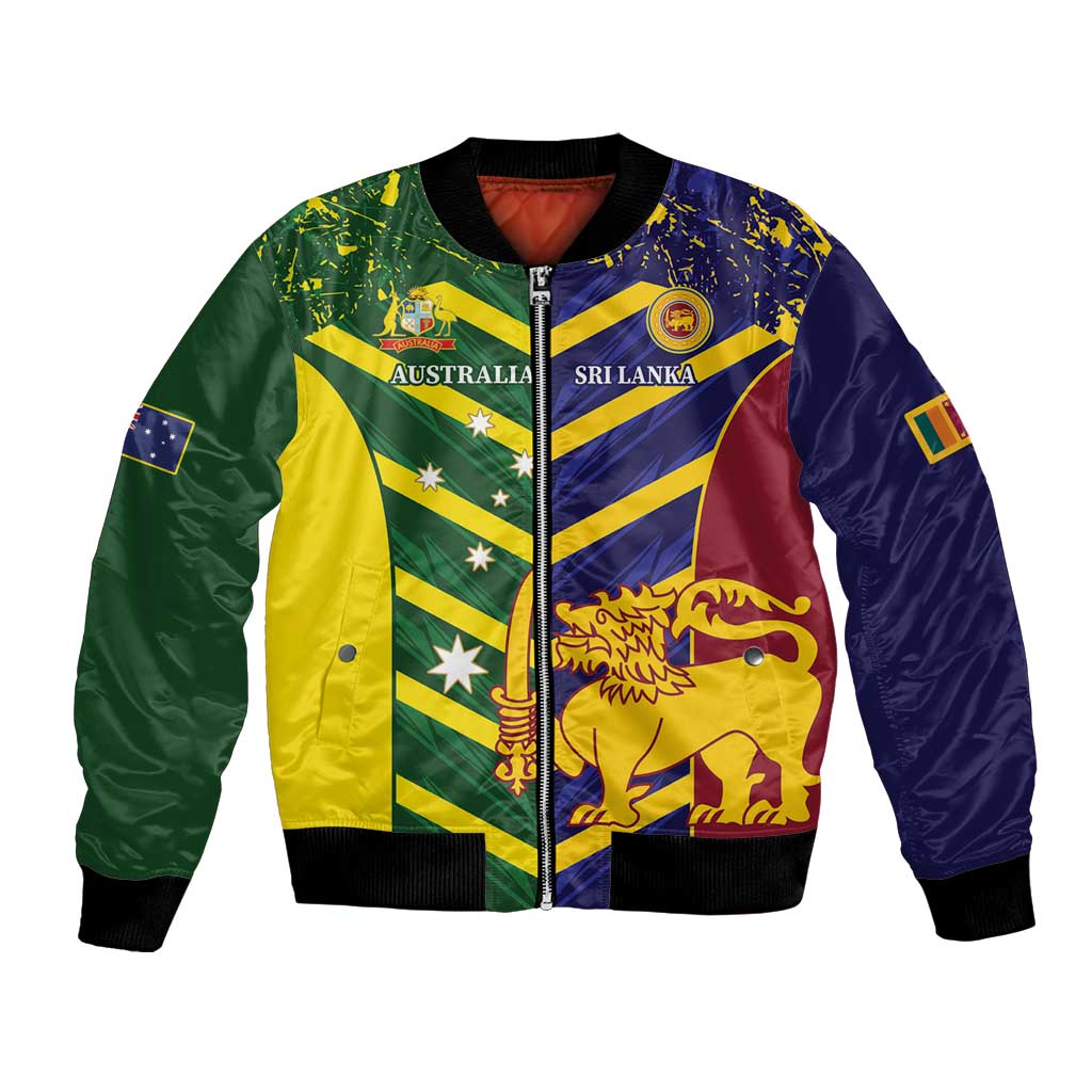 Custom Sri Lanka And Australia Cricket Bomber Jacket 2025 The Lions Baggy Greens Together