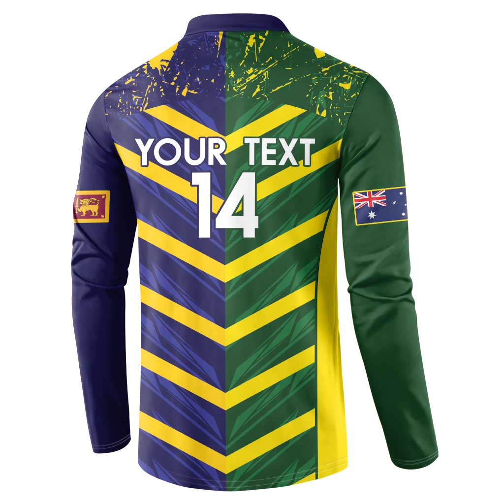 Custom Sri Lanka And Australia Cricket Button Sweatshirt 2025 The Lions Baggy Greens Together