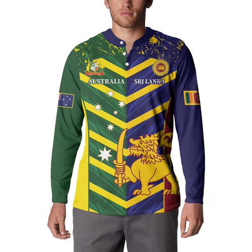 Custom Sri Lanka And Australia Cricket Button Sweatshirt 2025 The Lions Baggy Greens Together