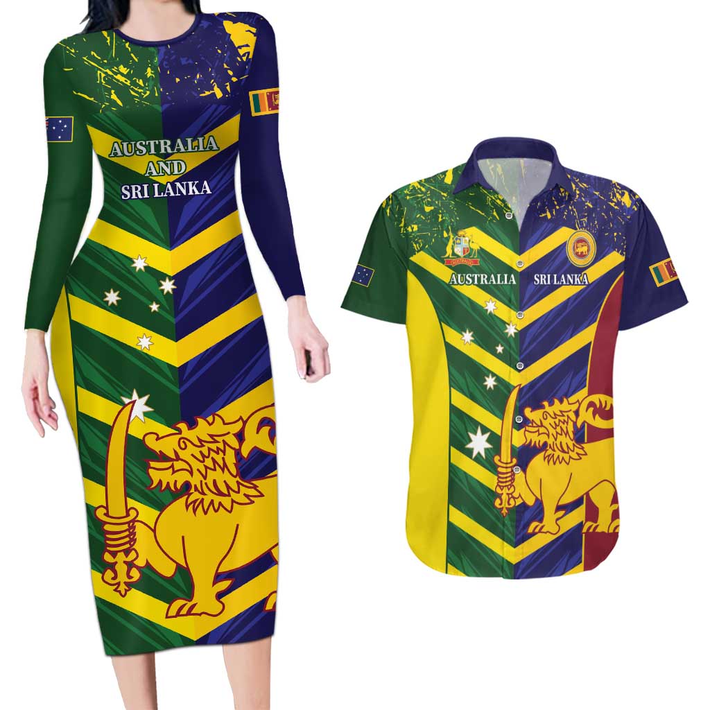 Custom Sri Lanka And Australia Cricket Couples Matching Long Sleeve Bodycon Dress and Hawaiian Shirt 2025 The Lions Baggy Greens Together