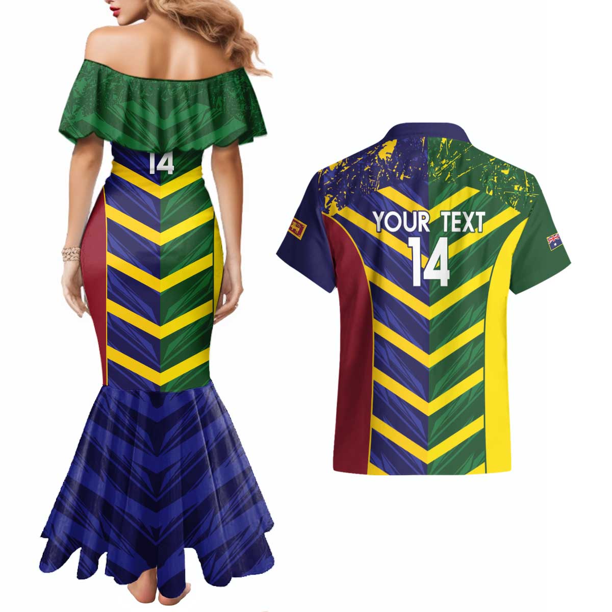 Custom Sri Lanka And Australia Cricket Couples Matching Mermaid Dress and Hawaiian Shirt 2025 The Lions Baggy Greens Together