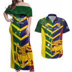 Custom Sri Lanka And Australia Cricket Couples Matching Off Shoulder Maxi Dress and Hawaiian Shirt 2025 The Lions Baggy Greens Together