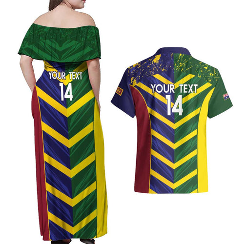 Custom Sri Lanka And Australia Cricket Couples Matching Off Shoulder Maxi Dress and Hawaiian Shirt 2025 The Lions Baggy Greens Together