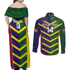 Custom Sri Lanka And Australia Cricket Couples Matching Off Shoulder Maxi Dress and Long Sleeve Button Shirt 2025 The Lions Baggy Greens Together