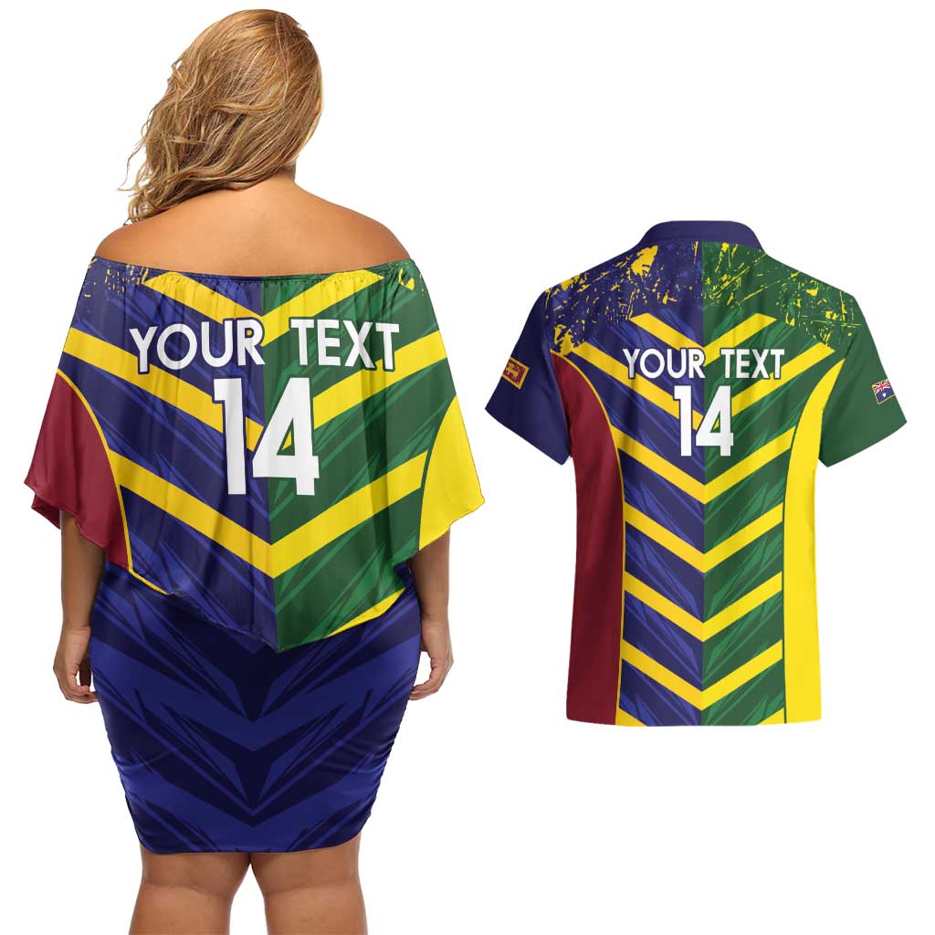 Custom Sri Lanka And Australia Cricket Couples Matching Off Shoulder Short Dress and Hawaiian Shirt 2025 The Lions Baggy Greens Together