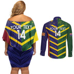 Custom Sri Lanka And Australia Cricket Couples Matching Off Shoulder Short Dress and Long Sleeve Button Shirt 2025 The Lions Baggy Greens Together