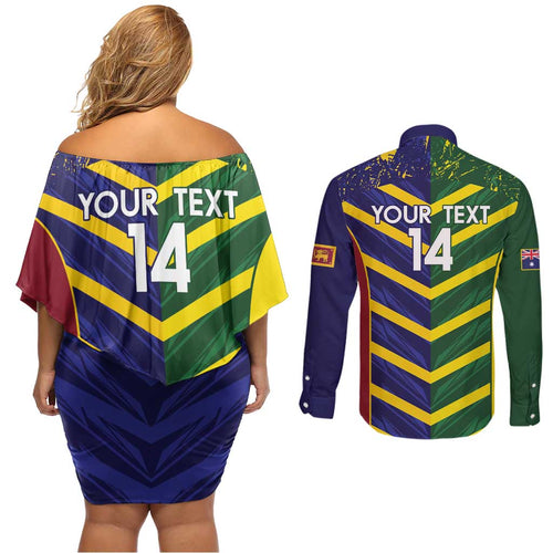 Custom Sri Lanka And Australia Cricket Couples Matching Off Shoulder Short Dress and Long Sleeve Button Shirt 2025 The Lions Baggy Greens Together