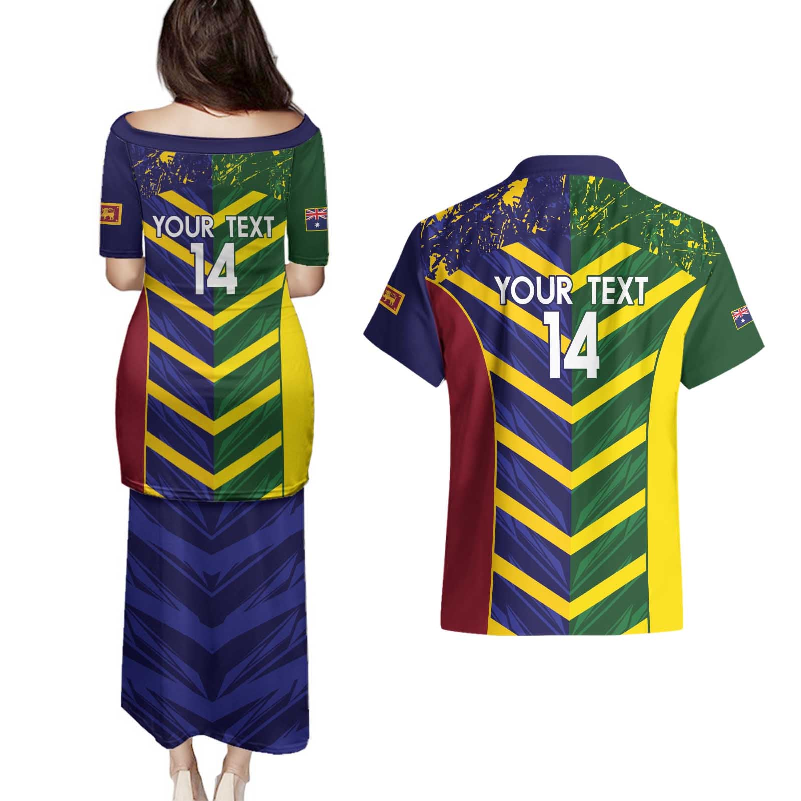 Custom Sri Lanka And Australia Cricket Couples Matching Puletasi and Hawaiian Shirt 2025 The Lions Baggy Greens Together
