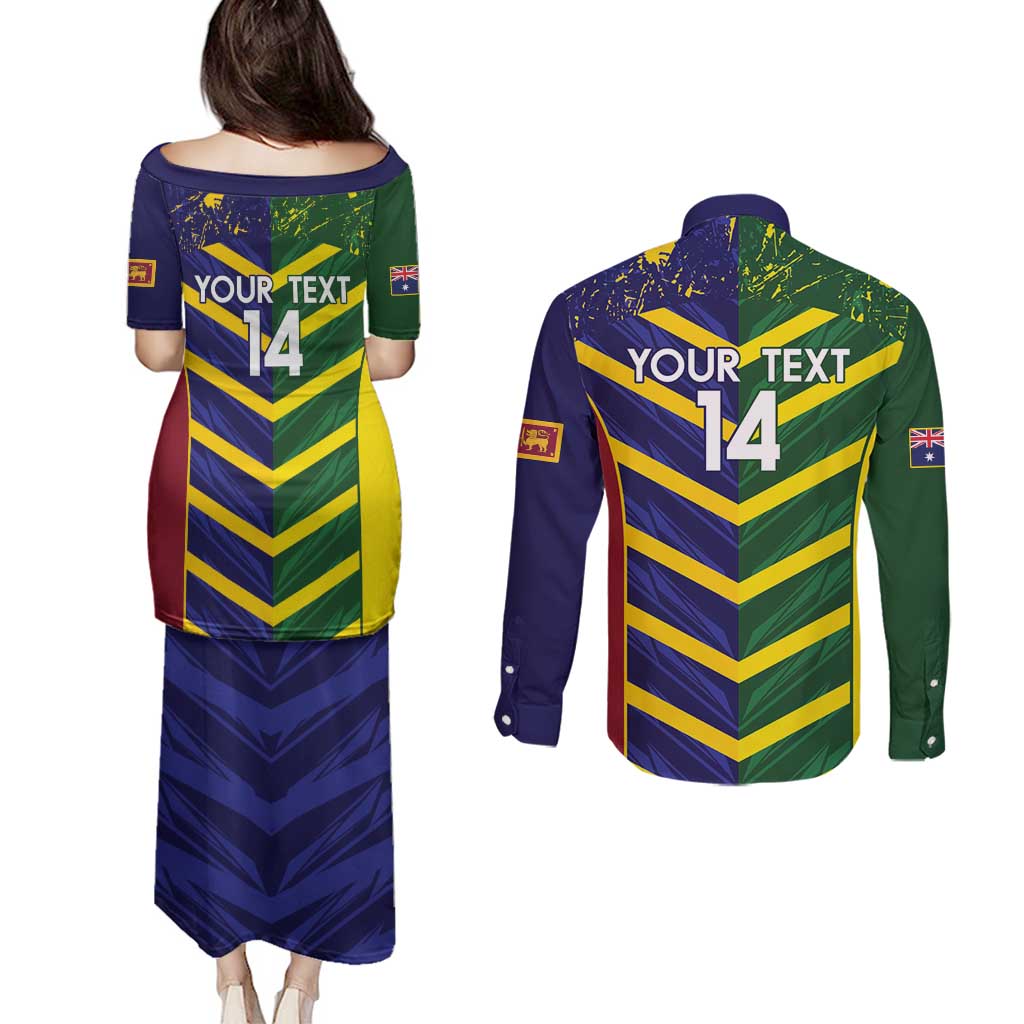 Custom Sri Lanka And Australia Cricket Couples Matching Puletasi and Long Sleeve Button Shirt 2025 The Lions Baggy Greens Together