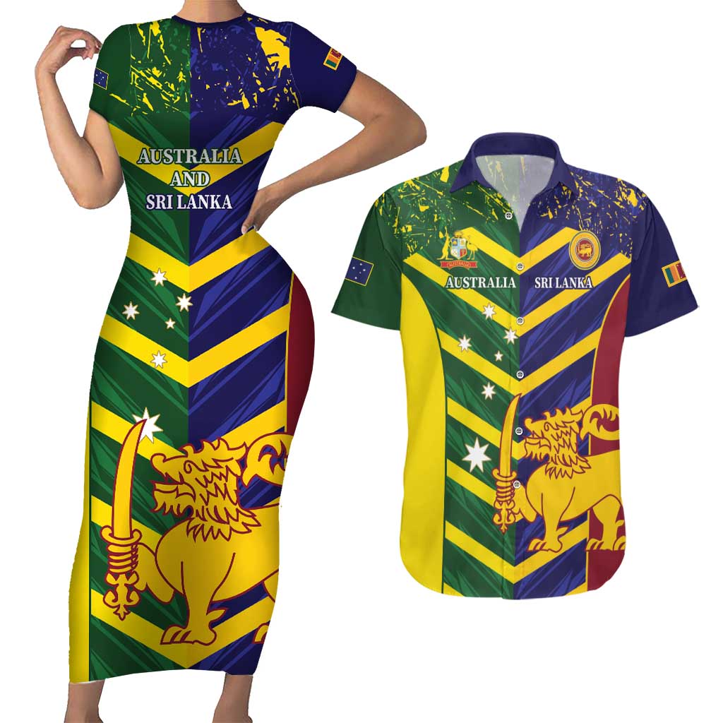 Custom Sri Lanka And Australia Cricket Couples Matching Short Sleeve Bodycon Dress and Hawaiian Shirt 2025 The Lions Baggy Greens Together