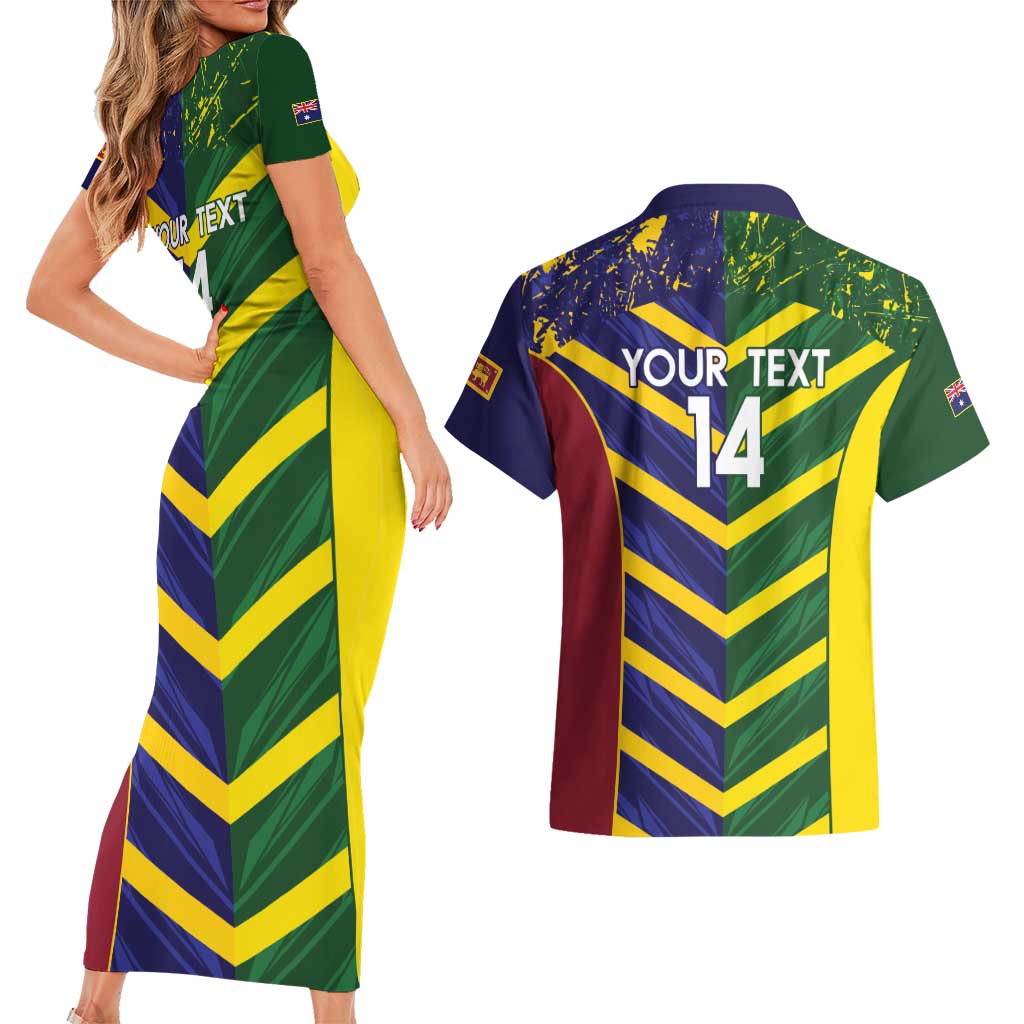 Custom Sri Lanka And Australia Cricket Couples Matching Short Sleeve Bodycon Dress and Hawaiian Shirt 2025 The Lions Baggy Greens Together