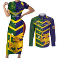 Custom Sri Lanka And Australia Cricket Couples Matching Short Sleeve Bodycon Dress and Long Sleeve Button Shirt 2025 The Lions Baggy Greens Together
