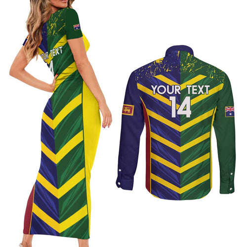 Custom Sri Lanka And Australia Cricket Couples Matching Short Sleeve Bodycon Dress and Long Sleeve Button Shirt 2025 The Lions Baggy Greens Together
